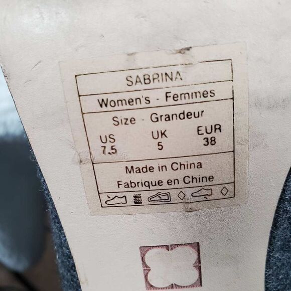 Liz Claiborne Heels Womens 7.5 Sabrina Pump Grey Wool Fabric Lace Up Almond Toe - Picture 8 of 9